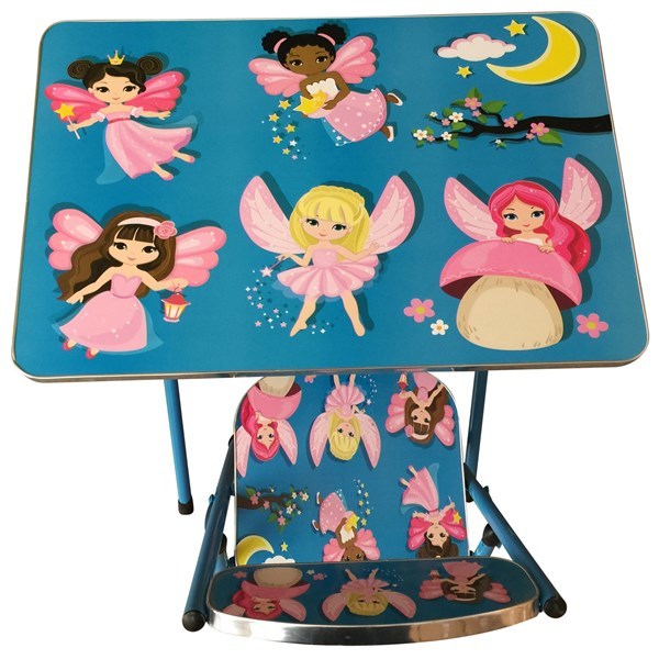 Imagen de Mesa y silla plegable, madera y metal en caja, varios diseños infantiles