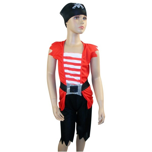 Imagen de Disfraz de pirata, pantalón, buzo, pañuelo y cinturón, en bolsa
