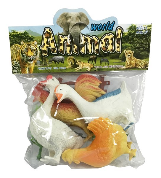 Imagen de Animales de granja x4, aves con accesorios, en bolsa