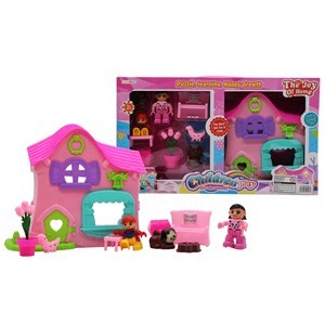 Imagen de Casa para muñecas, con muñecos y muebles, en caja
