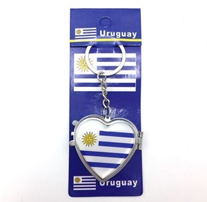 Imagen de Llavero relicario y espejo, diseño URUGUAY, pack x12
