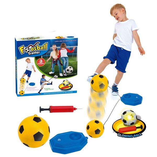 Imagen de Entrenador de fútbol, pelota inflador y base para rellenar, en caja