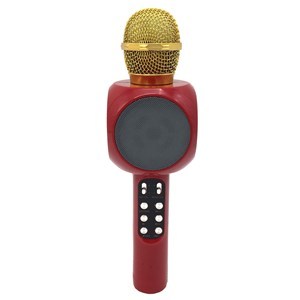 Imagen de Micrófono inalámbrico, conexión bluetooth, parlante con luz, batería recargable, USB, radio FM, en caja