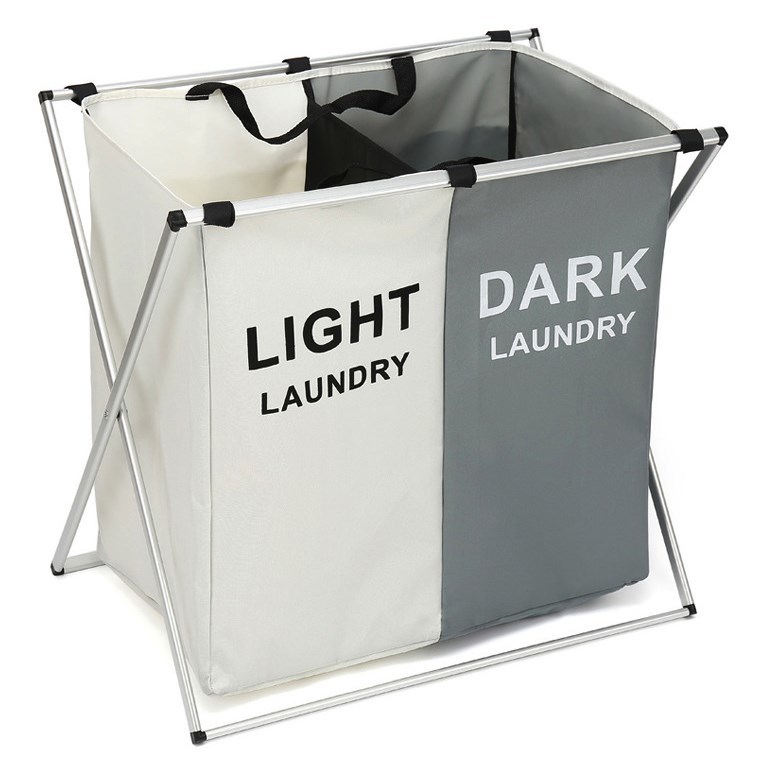 Pepeganga S.A.. Cesto de ropa plegable,2 canastos, bolsillos exteriores