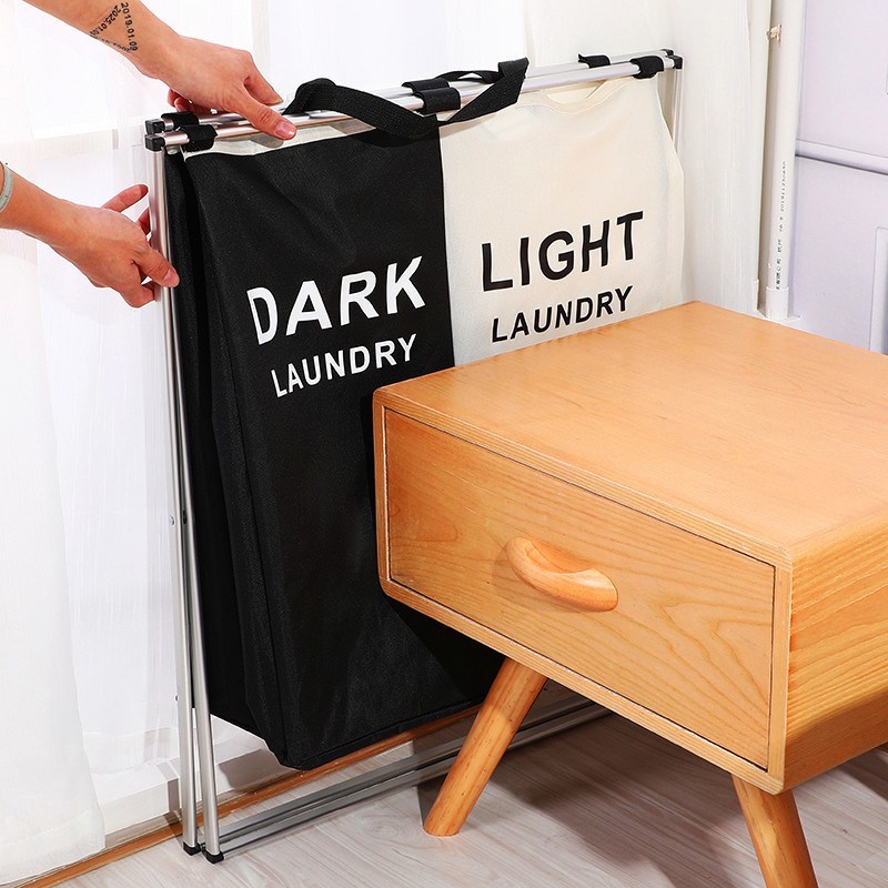 Pepeganga S.A.. Cesto de ropa plegable,2 canastos, bolsillos exteriores