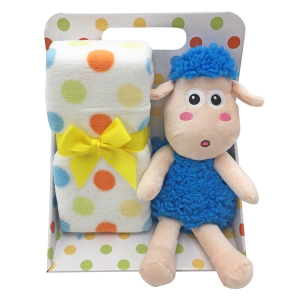 Imagen de Peluche oveja, con manta para bebé, en caja