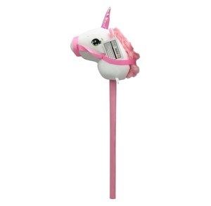 Imagen de Cabeza de caballito unicornio BLANCO con riendas, con sonido, palo para montar, 2 colores