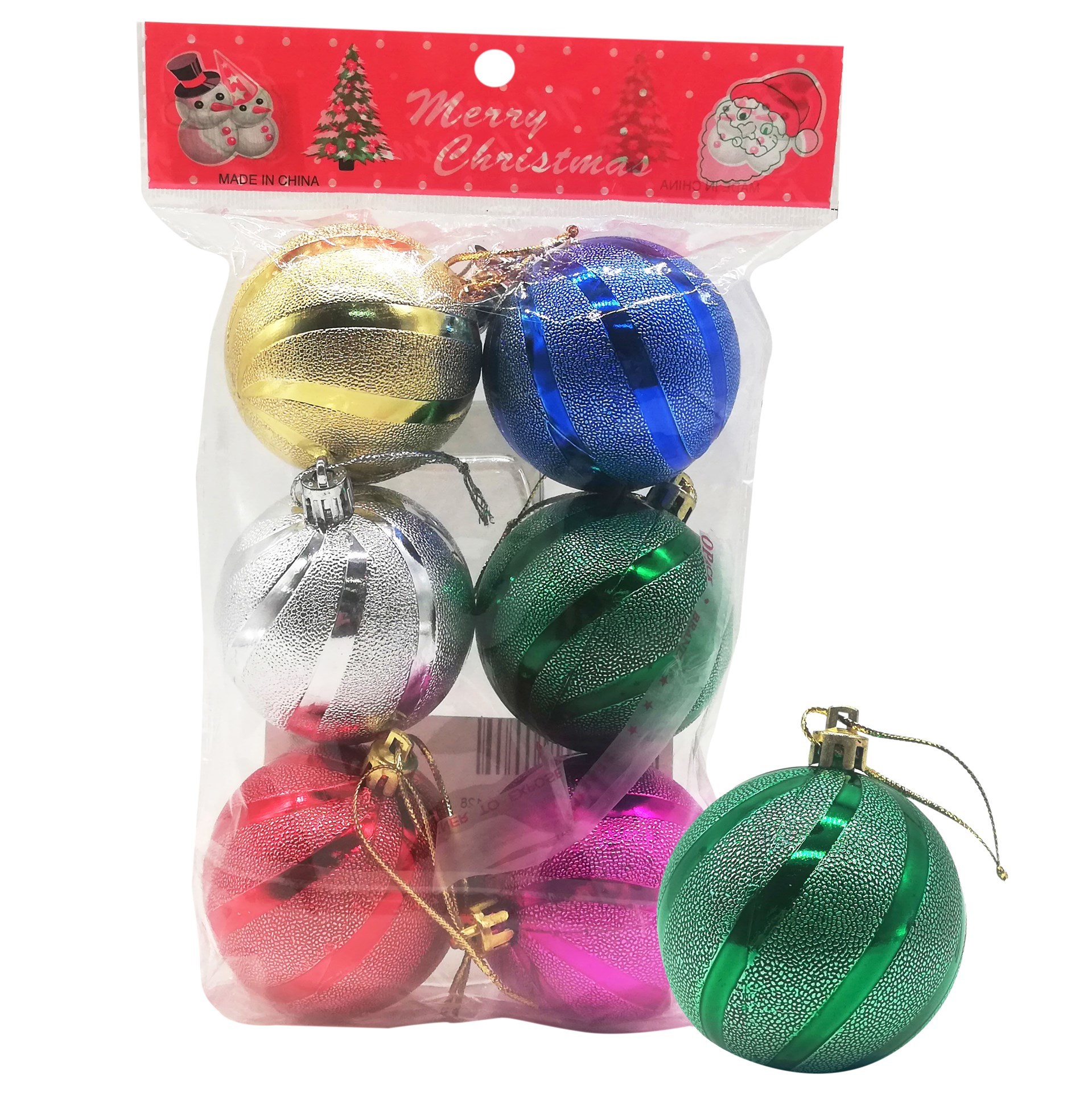 Pepeganga S.A.. Bolas navideñas x6, 6cm colores surtidos, en bolsa