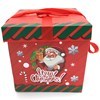 Imagen de Caja cuadrada con tapa, diseño navideño, con asa de cintas
