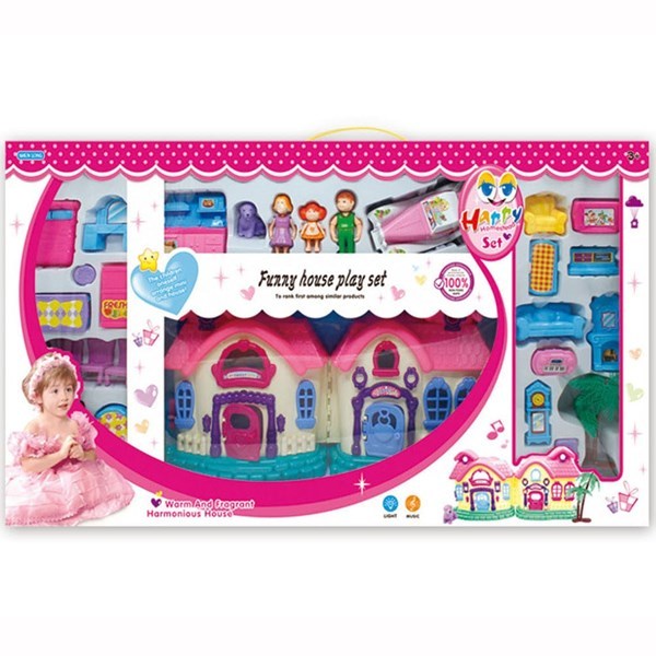 Imagen de Casa para muñecas, con muñecos, muebles, luz y sonido, 2AA, en caja