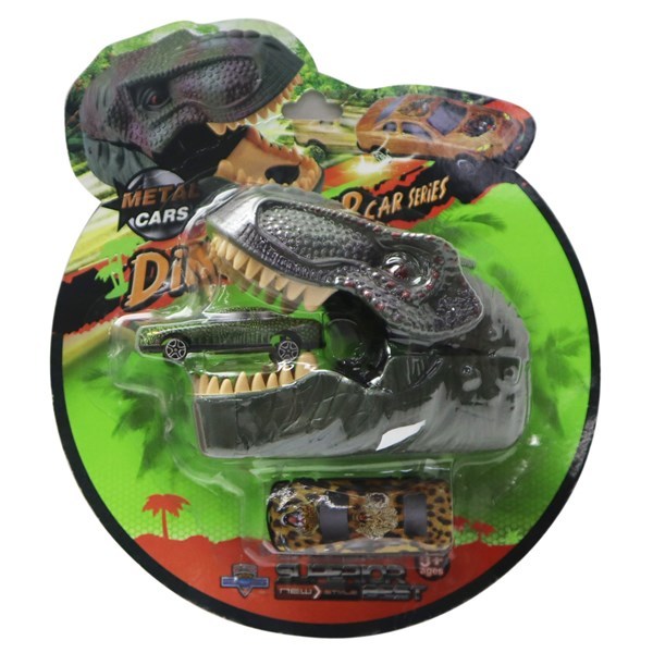 Imagen de Auto de metal x2, con lanzador dinosaurio, en blister