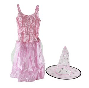 Imagen de Disfraz de bruja gorro y vestido rosado, en bolsa