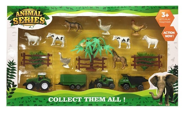 Imagen de Animales de granja con accesorios, 19 piezas, en caja