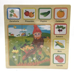 Imagen de Puzzle de madera, 16 piezas, futas y verduras
