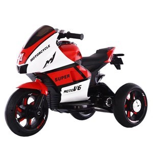 Imagen de Moto triciclo a batería, luz y puerto USB, ROJO