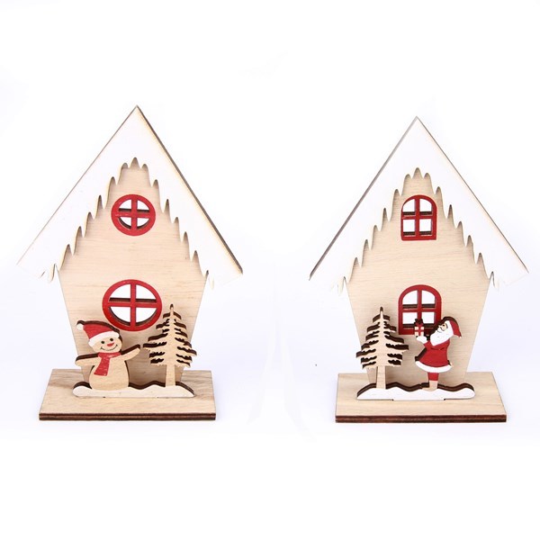 Imagen de Adorno navideño casita de madera, en bolsa