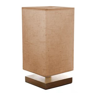 Imagen de Portátil veladora BEIGE base de madera y lino, en caja