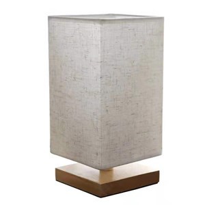 Imagen de Portátil veladora BLANCO base de madera y lino, en caja