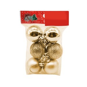 Imagen de Bolas navideñas x6 4cm, DORADAS, 3 texturas, en bolsa