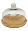 Imagen de Cubre torta, campana de vidrio plato de madera, para tortas de 26cm de diámetro, en caja