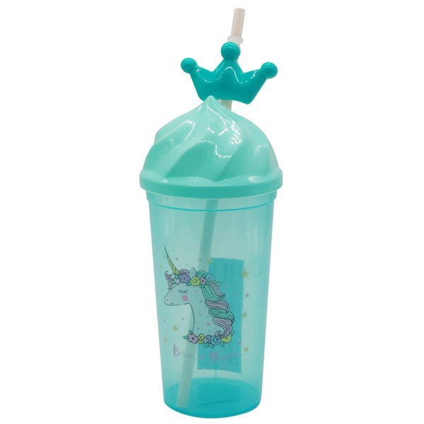 Imagen de Vaso de plástico tapa con sorbito, 500ml, diseños infantiles, 2 colores