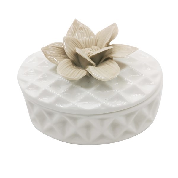 Imagen de Alhajero de cerámica con flor, en caja