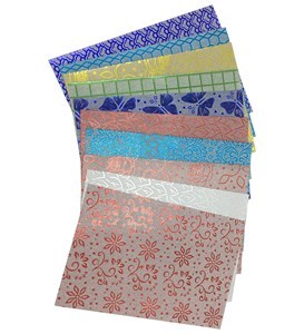 Imagen de Hojas A4, papel metalizado con pegamento, bolsa x10 diseños