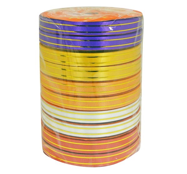 Imagen de Cinta de regalo borde dorado, 1.2cm de ancho, pack x10 rollos de varios colores