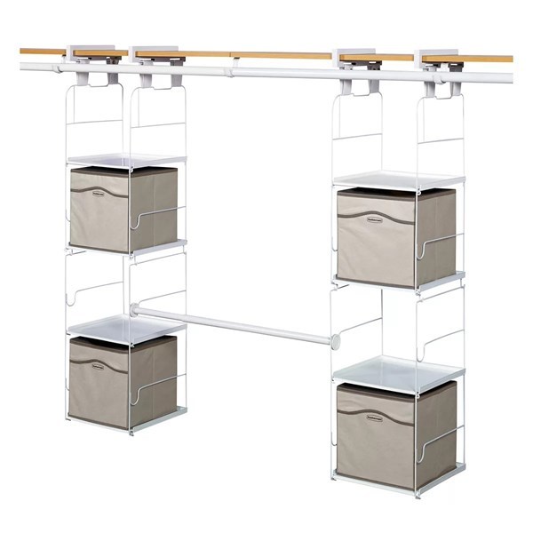 Imagen de Organizador RUBBERMAID, para placard, barra para perchas, estructura para estantes y cajas plegables