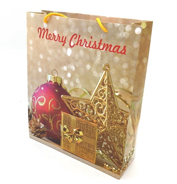 Imagen de Bolsa de regalo grande,en papel satinado, PACK x12, diseños navideños