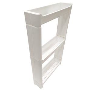 Imagen de Mueble estantería de plástico, 3 estantes, con ruedas, ideal para espacios finos