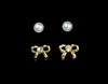 Imagen de Caravanas perlas y moñas, PACK x12, doradas y plateadas