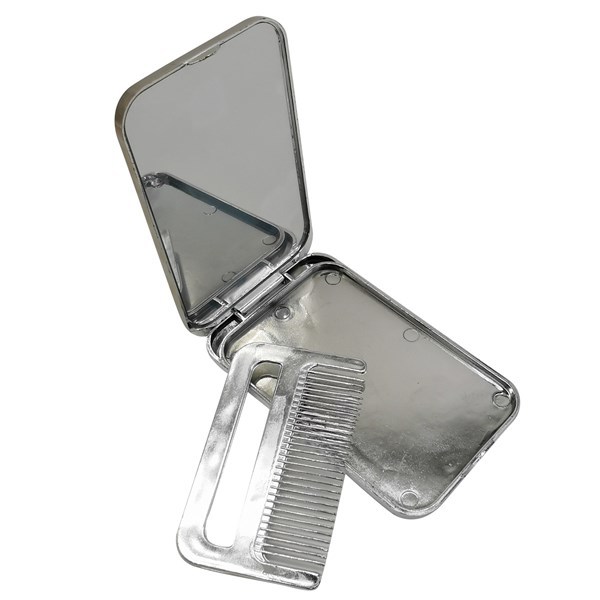 Imagen de Espejo de cartera de plástico, con peine, en bolsa