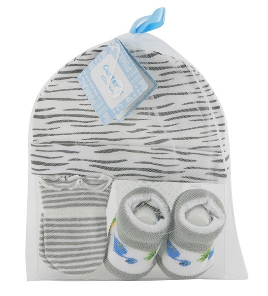 Imagen de Medias para bebé, 2 pares + gorro, en bolsa de organza, varios diseños.