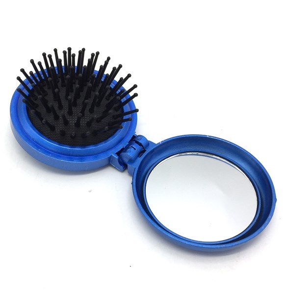 Imagen de Cepillo de pelo con espejo, plegable, en bolsa, varios colores