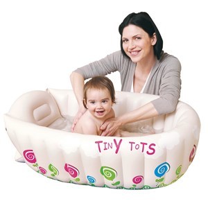 Imagen de Bañito inflable para bebé de PVC, con indicador de temperatura, en caja, Jilong