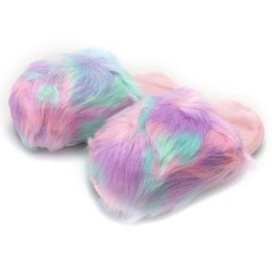 Imagen de Pantuflas infantiles peludas multicolor, en bolsa