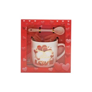 Imagen de Taza de loza con cuchara 210ml, diseño MAMA, en caja