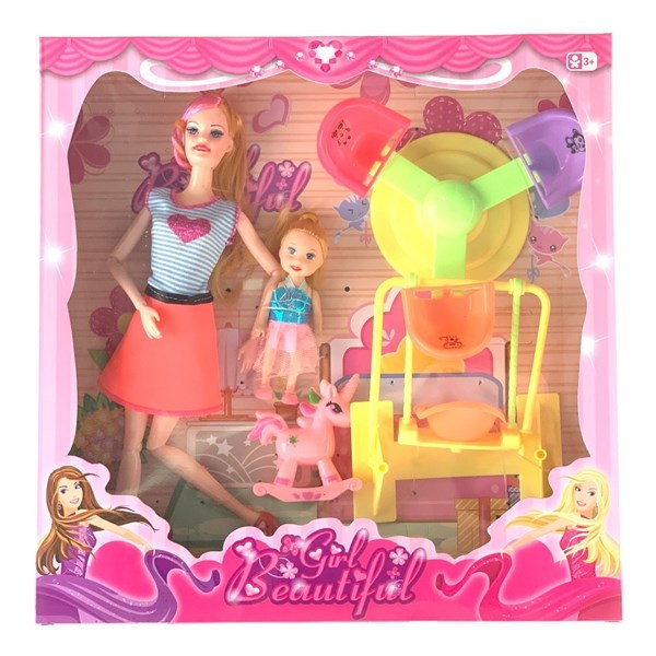 Imagen de Muñeca articulada con muñeca chica y accesorios, en caja
