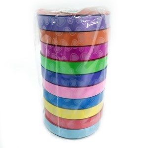 Imagen de Cinta de regalo 1.6cm, pack x10 rollos, varios colores con diseño