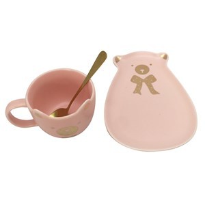 Imagen de Taza con cuchara y plato, en caja varios colores