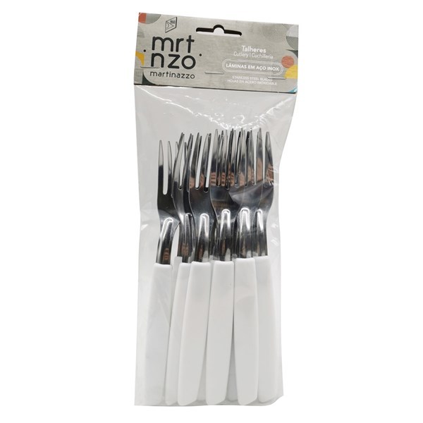 Imagen de Cubiertos tenedores de mesa x12 en bolsa acero inoxidable BLANCO, PIEMONTE MARTINAZZO