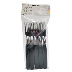 Imagen de Cubiertos tenedores de mesa x12 en bolsa acero inoxidable NEGRO, PIEMONTE MARTINAZZO