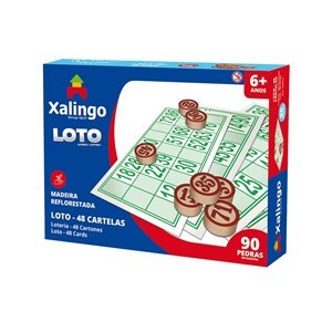 Imagen de Lotería, 48 cartones con fichas de madera, en caja  XALINGO