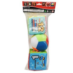 Imagen de Cubos y pelota soft de tela, con cascabel en bolsa