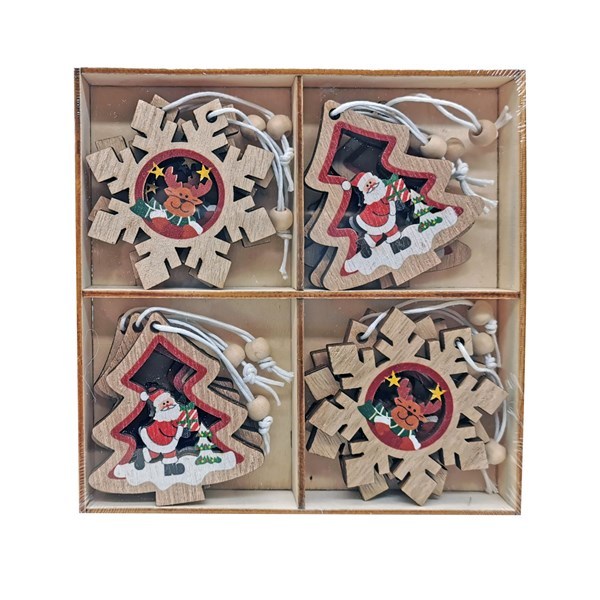 Imagen de Adorno navideño de madera x12, en caja