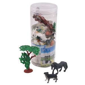 Imagen de Animales de granja x12 mini con accesorios, en tubo