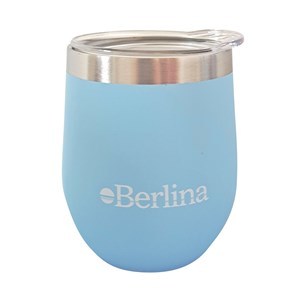 Imagen de Mate con tapa 220ml Berlina CELESTE, doble pared de acero inoxidable en caja