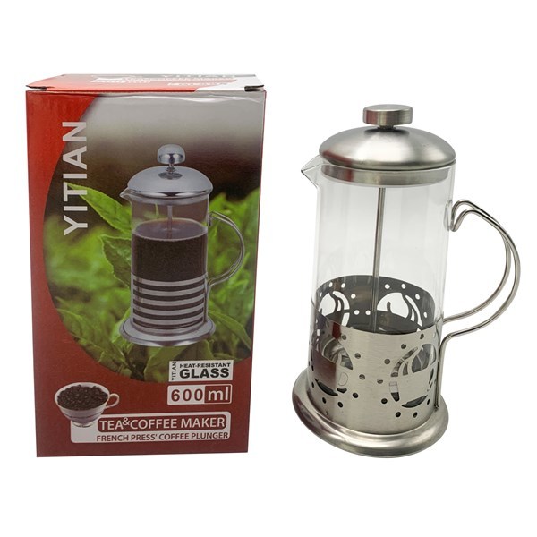 Imagen de Cafetera prensa francesa de acero inox+ y vidrio 600ml, en caja