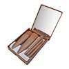 Imagen de Pincel de maquillaje x5 con espejo estuche de plástico, en bolsa varios colores